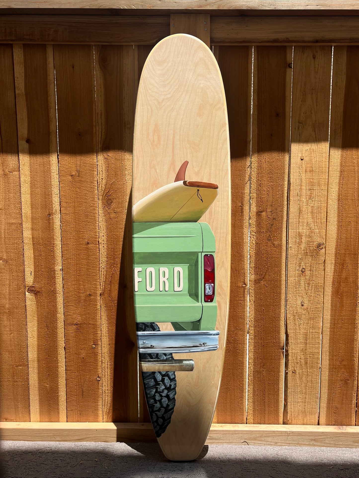 Vintage Bronco Surfboard Original Painting