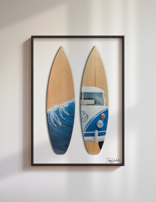 Blue Surfboard Set Print