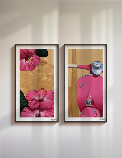"Hibiscus + Vespa" Print