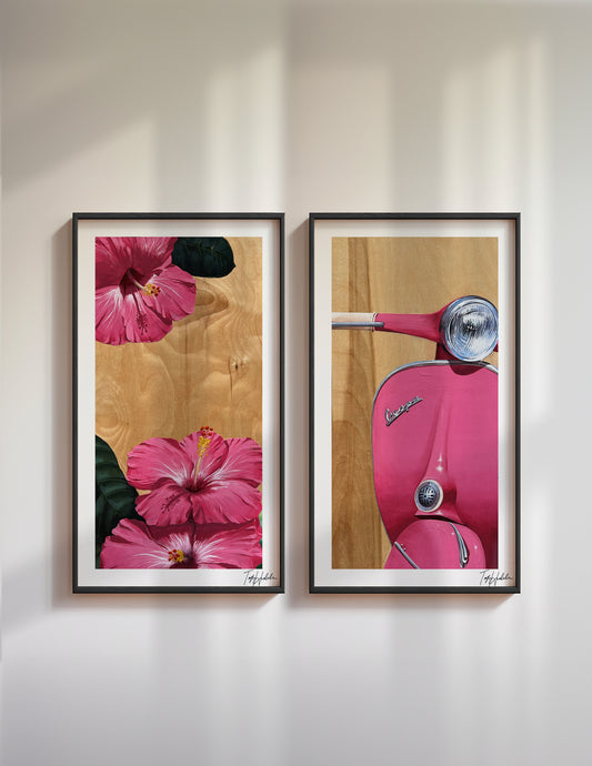 "Hibiscus + Vespa" Print