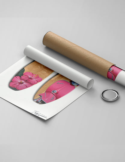 Pink Surfboard Set Print